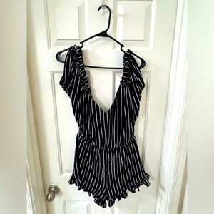 Striped Black and White Romper